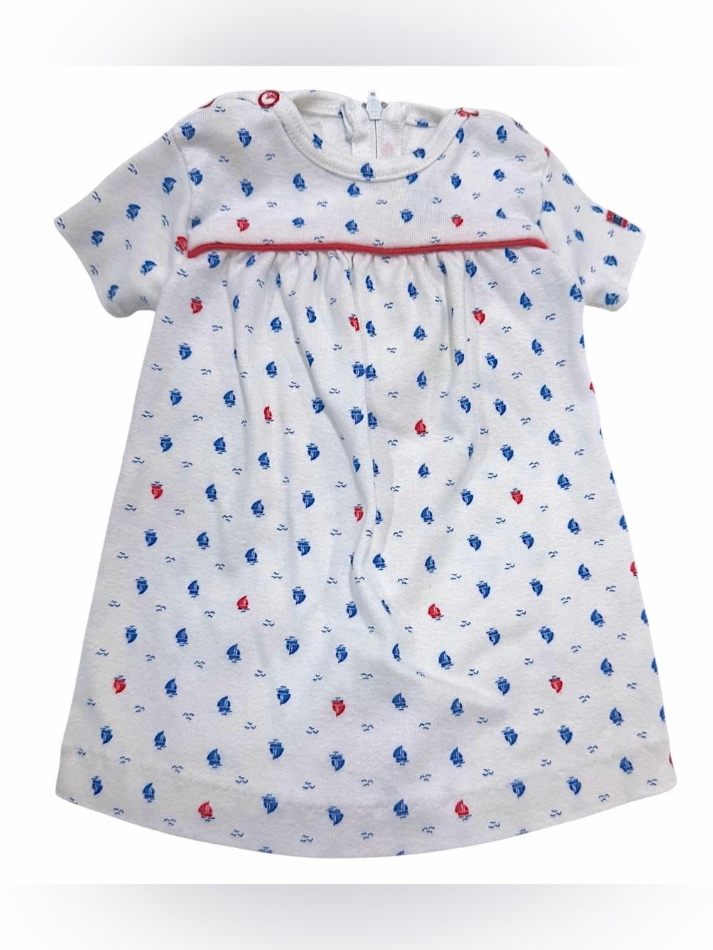 Absorba White Nightgown with Blue & Red Sailboat Print
